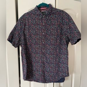 Ricky & Micky navy tri-color mini rose floral button down. Slim Fit XL